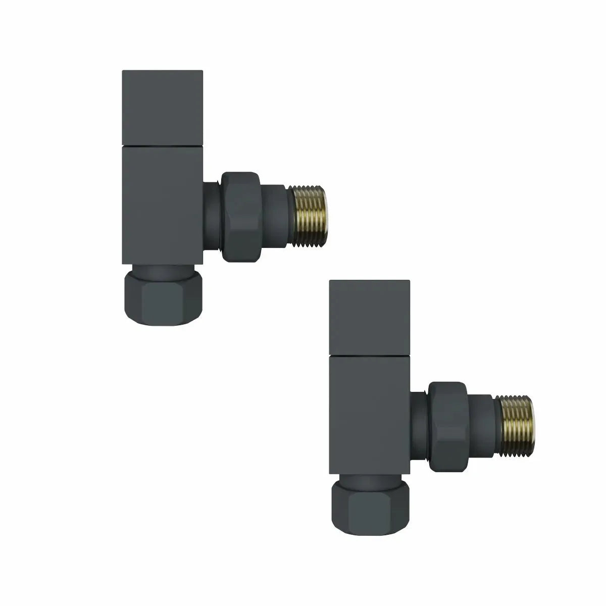 Modern square angled radiator valves