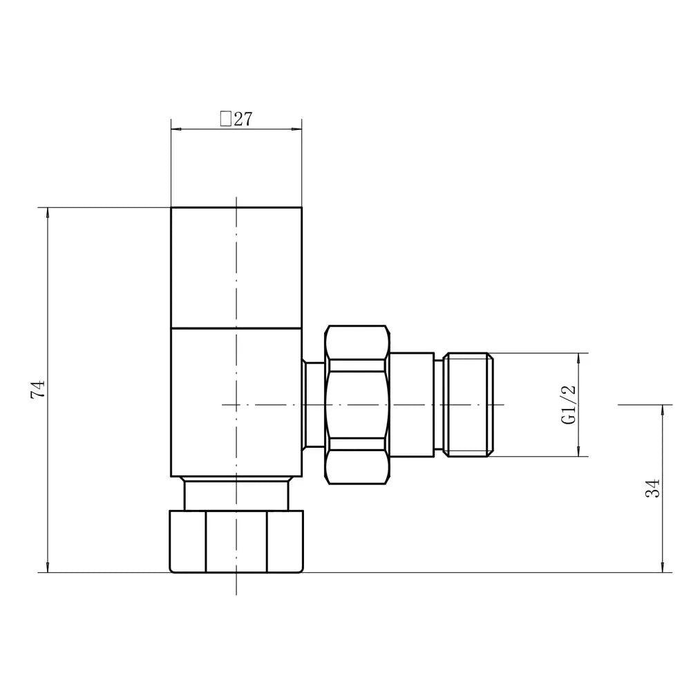 Modern square angled radiator valves