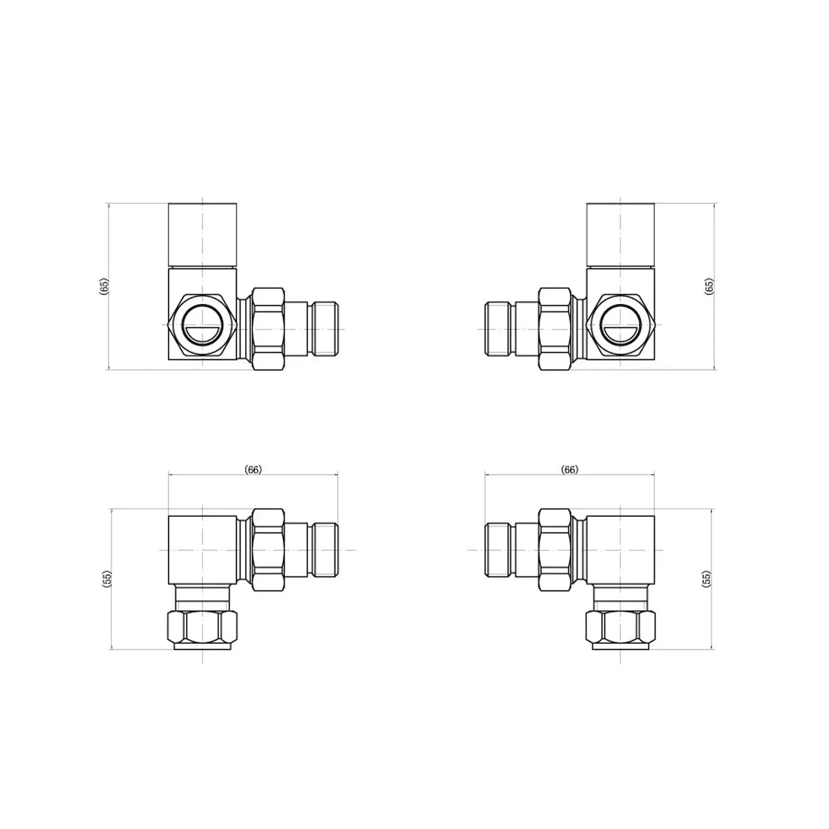 Modern square corner radiator valves