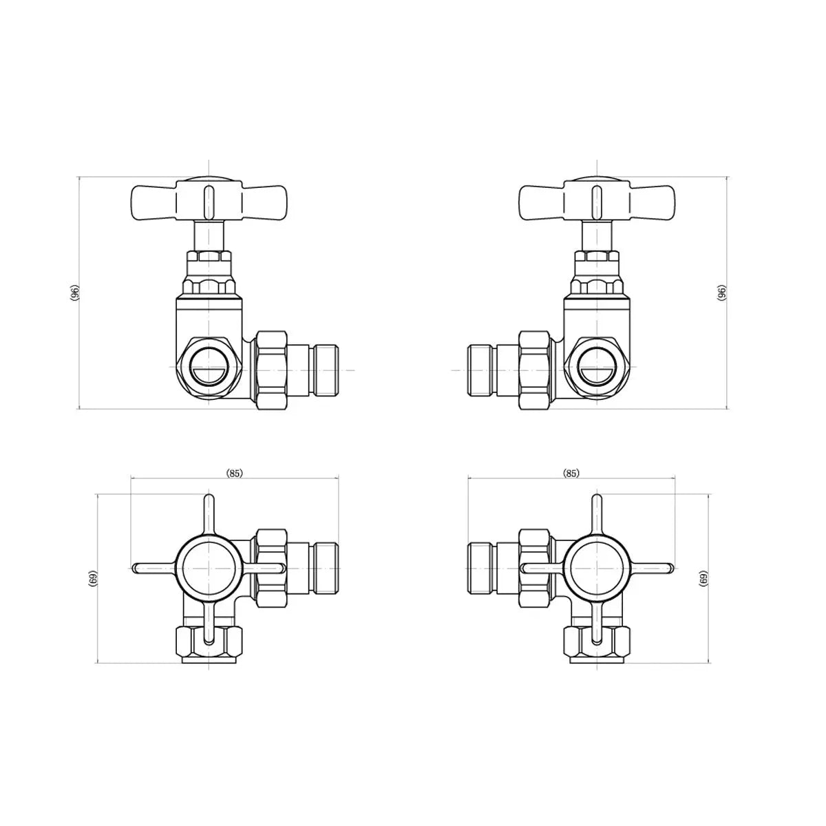 Traditional cross-head angled radiator valves