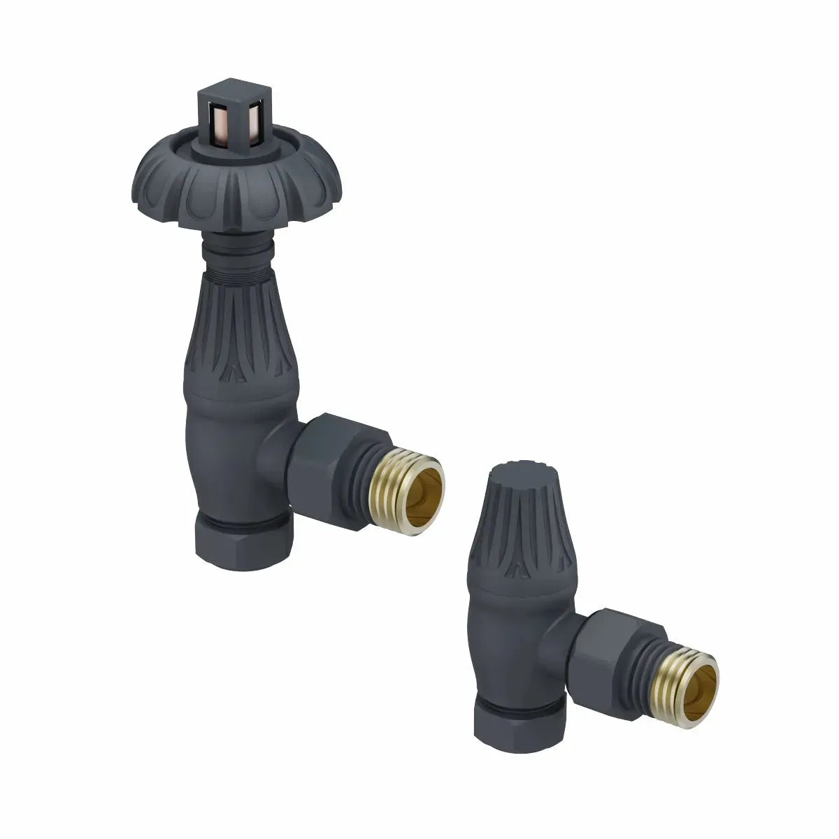 Traditional ornate angled thermostatic radiator valves