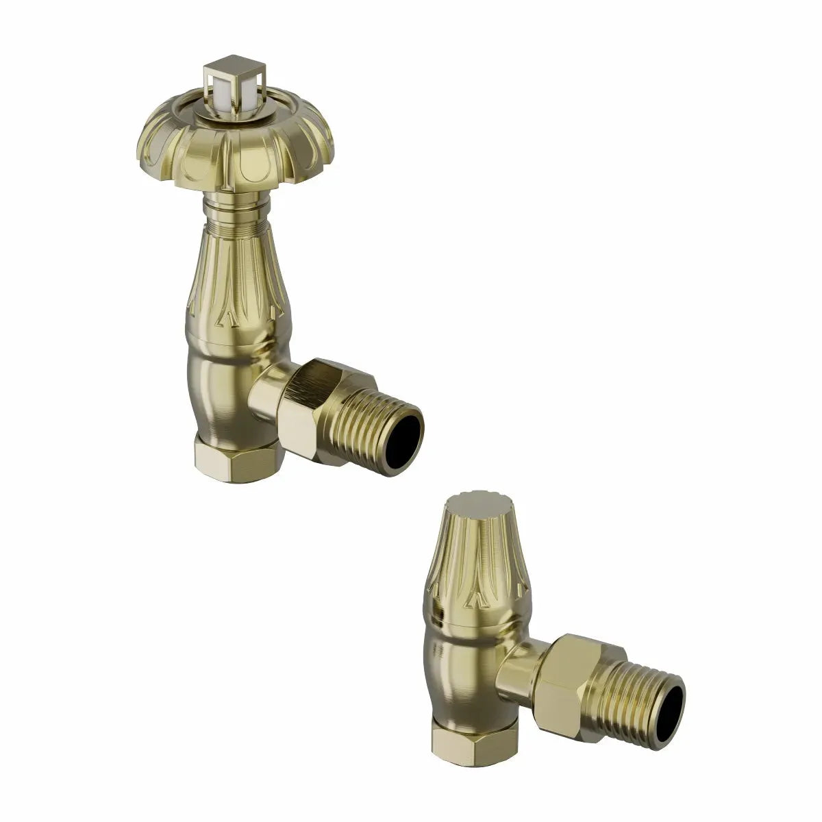 Traditional ornate angled thermostatic radiator valves