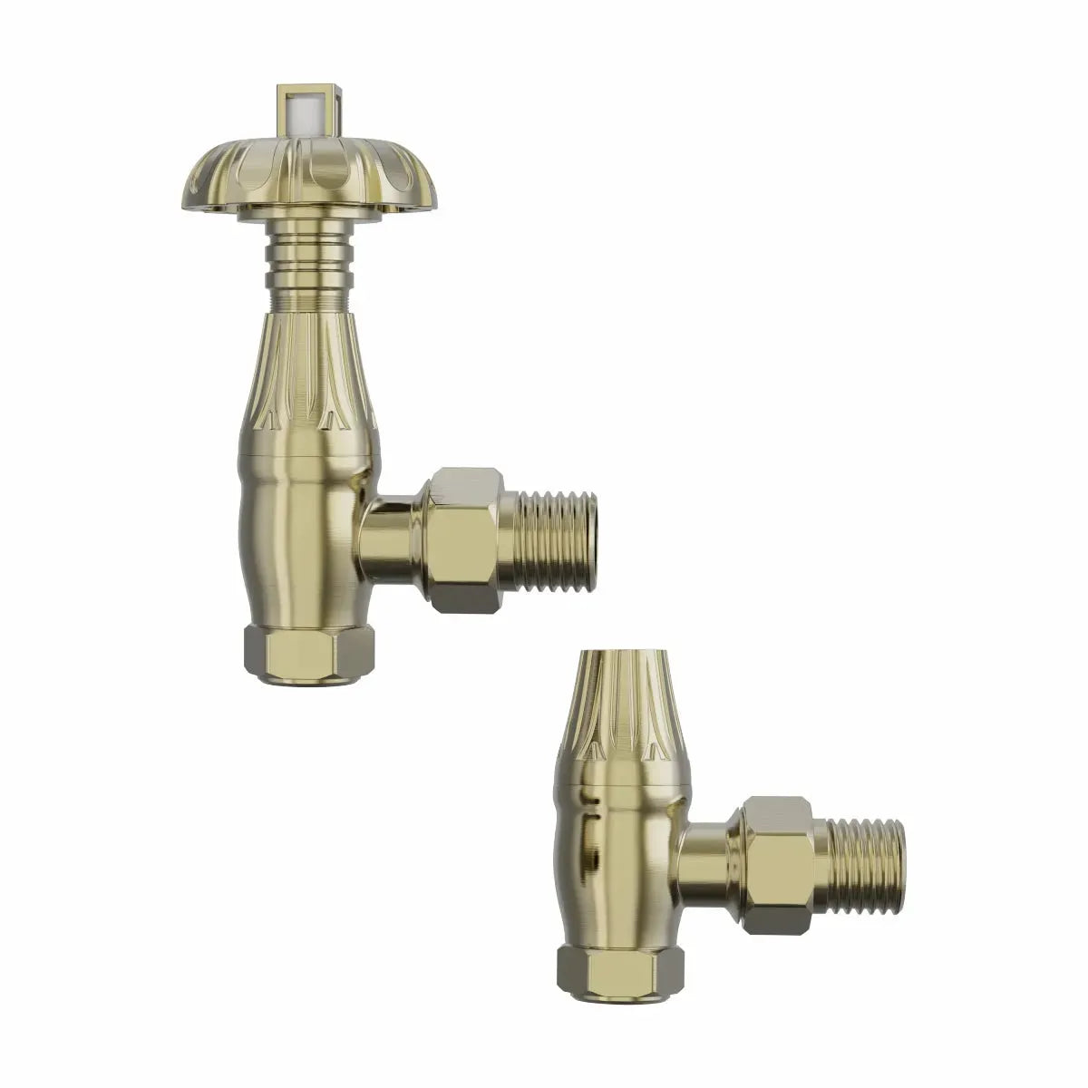 Traditional ornate angled thermostatic radiator valves