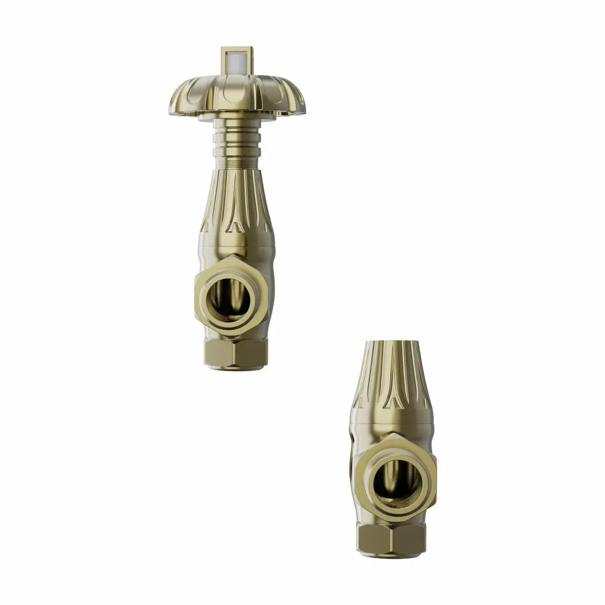 Traditional ornate angled thermostatic radiator valves