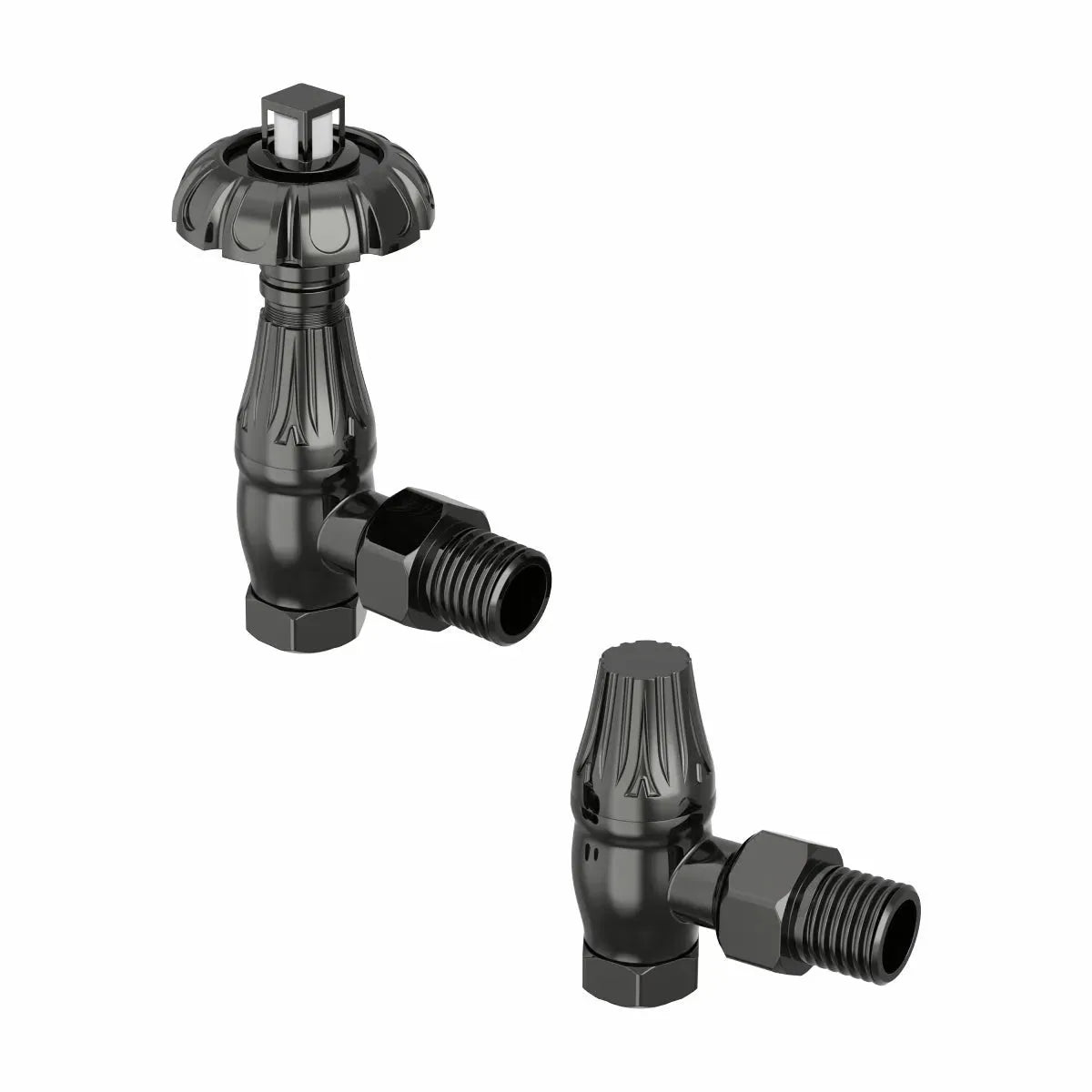 Traditional ornate angled thermostatic radiator valves