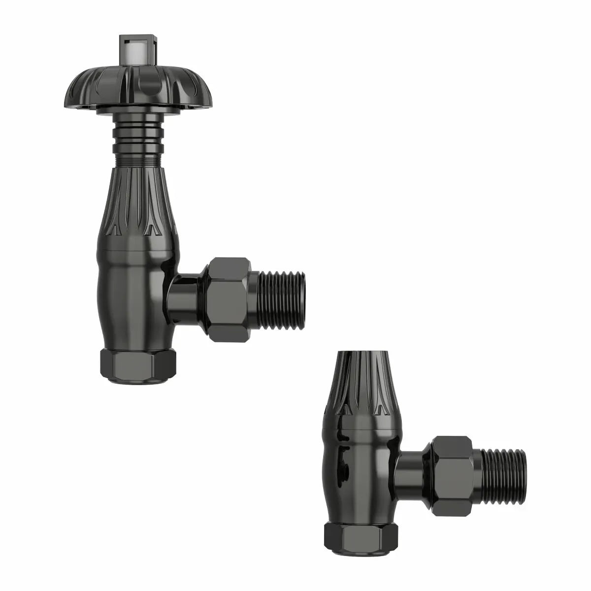 Traditional ornate angled thermostatic radiator valves