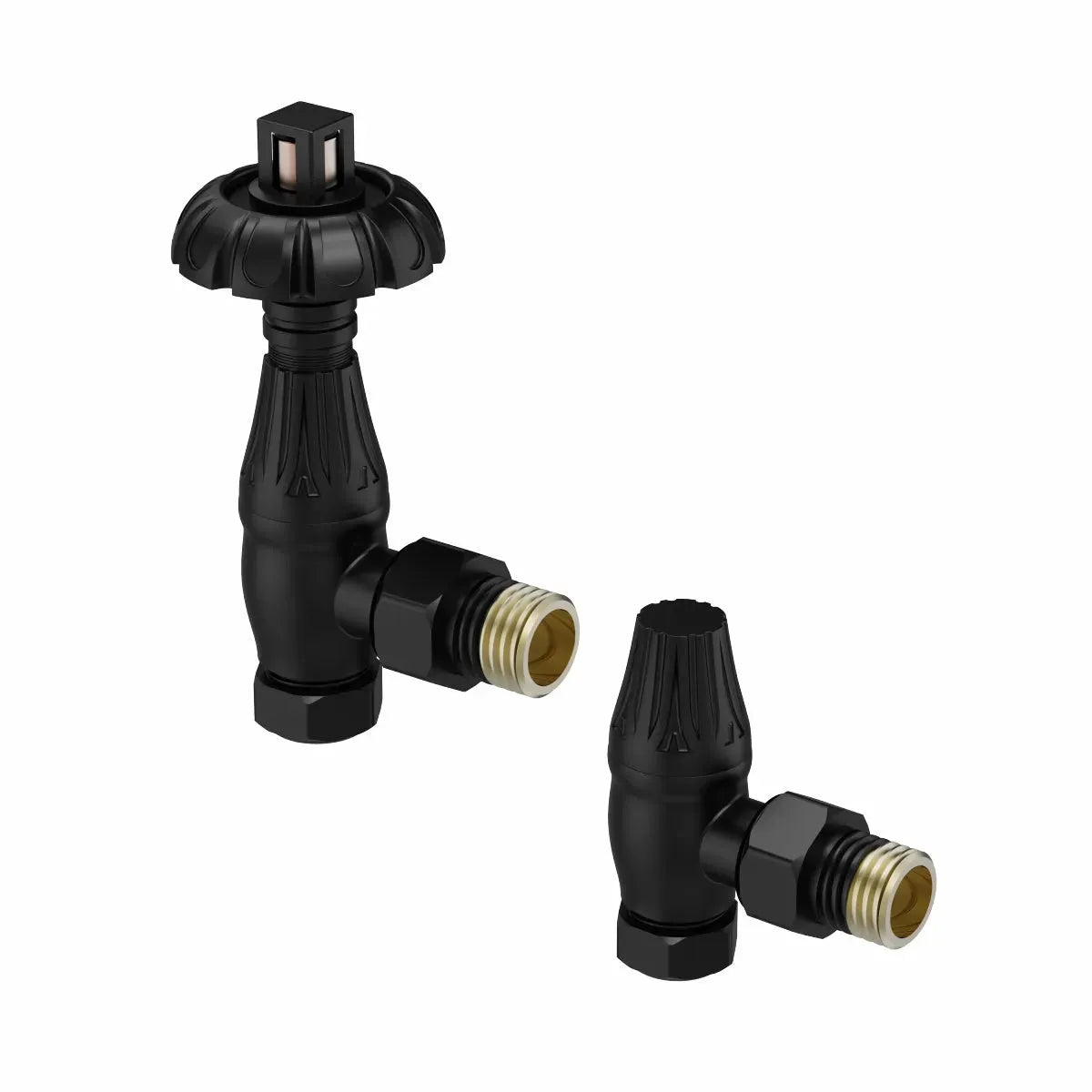 Traditional ornate angled thermostatic radiator valves