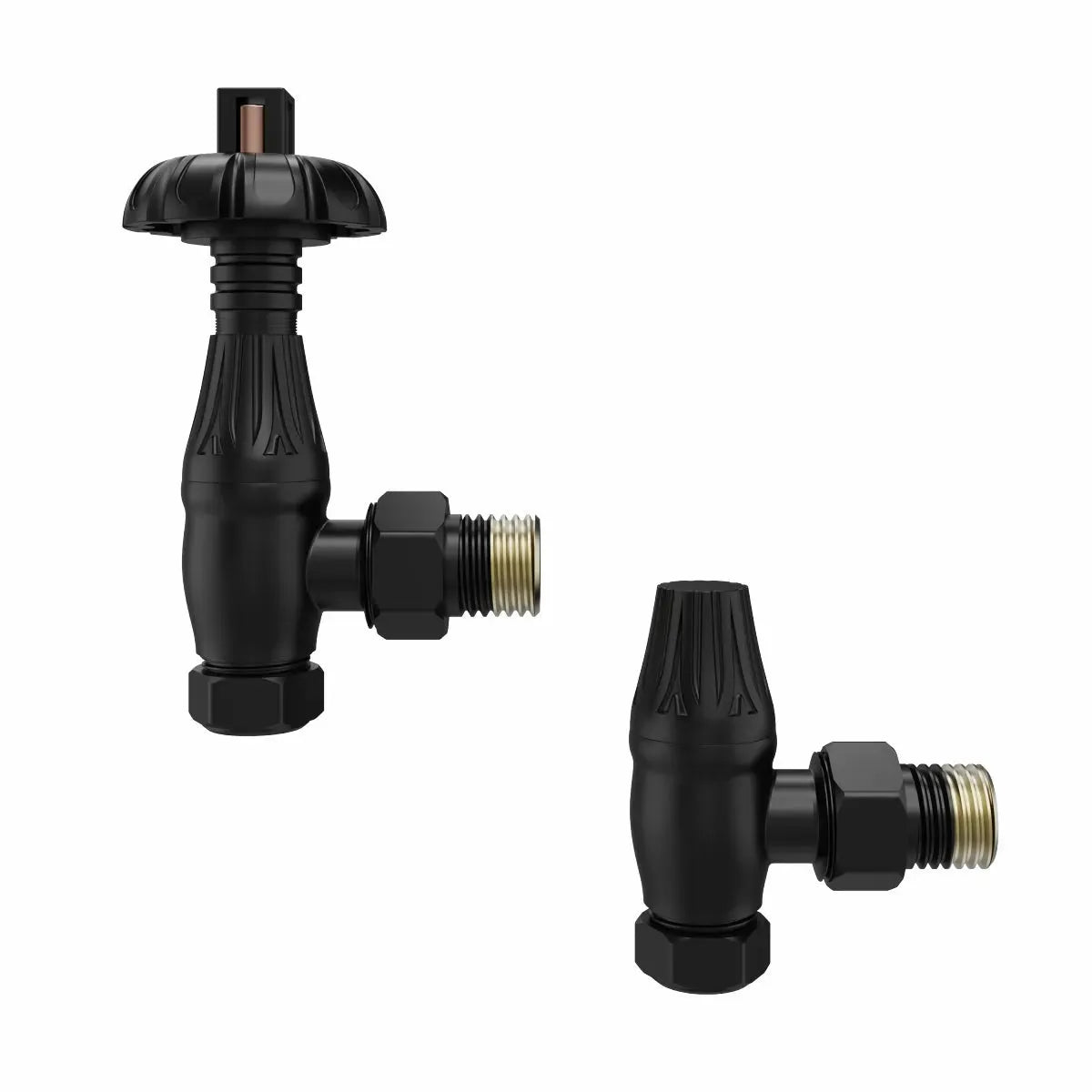 Traditional ornate angled thermostatic radiator valves