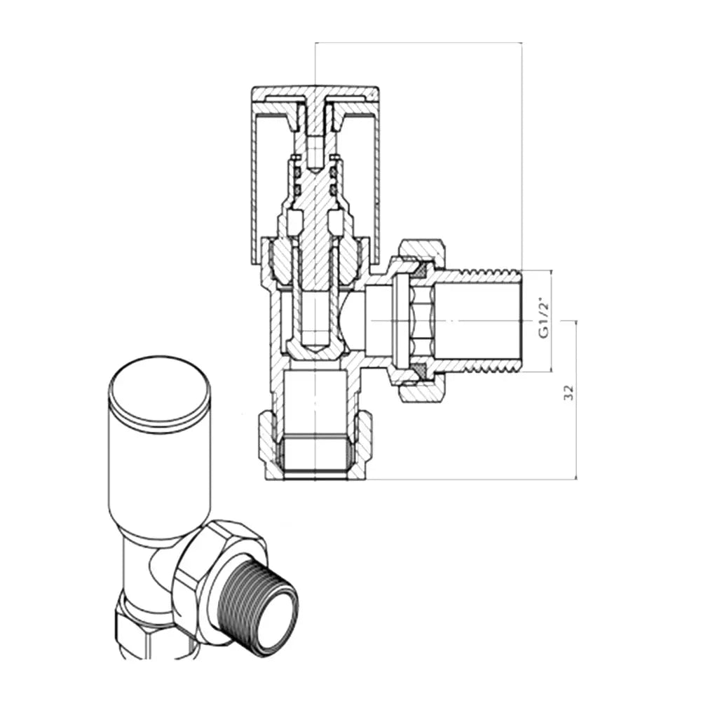 Modern round angled radiator valves