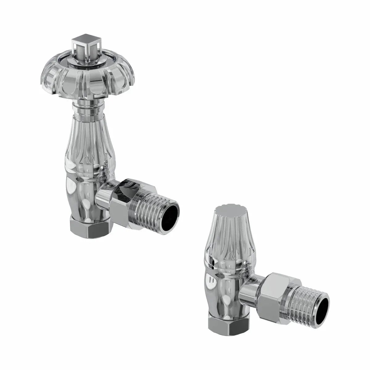 Traditional ornate angled thermostatic radiator valves