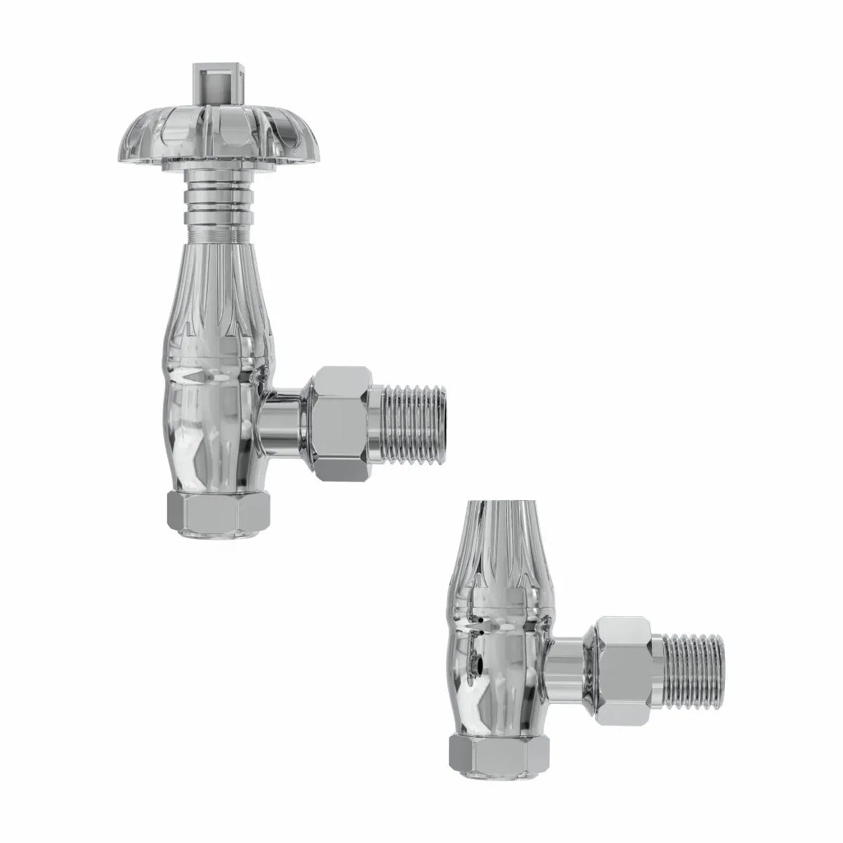 Traditional ornate angled thermostatic radiator valves