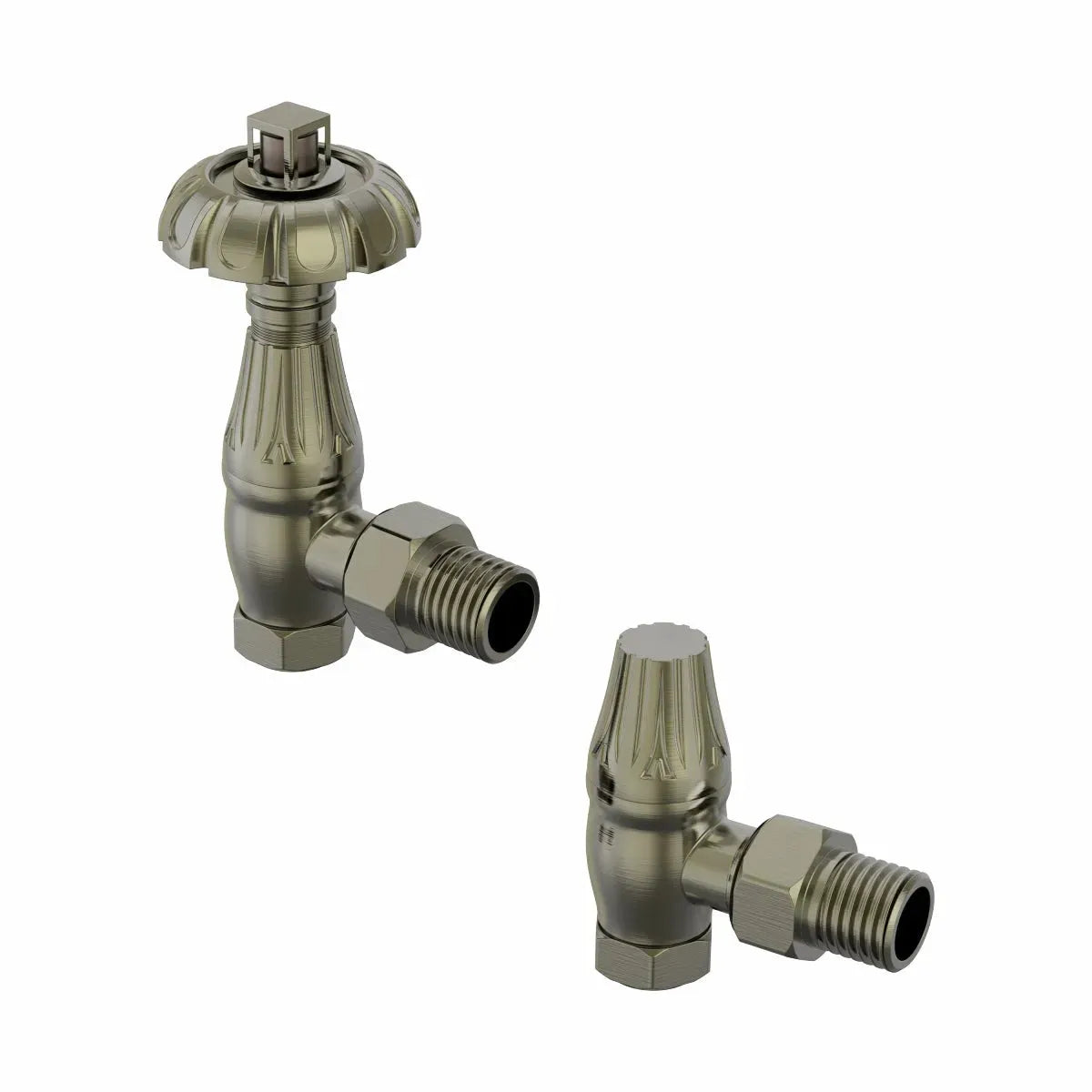 Traditional ornate angled thermostatic radiator valves