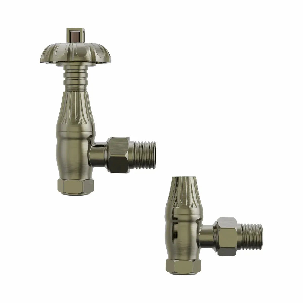 Traditional ornate angled thermostatic radiator valves