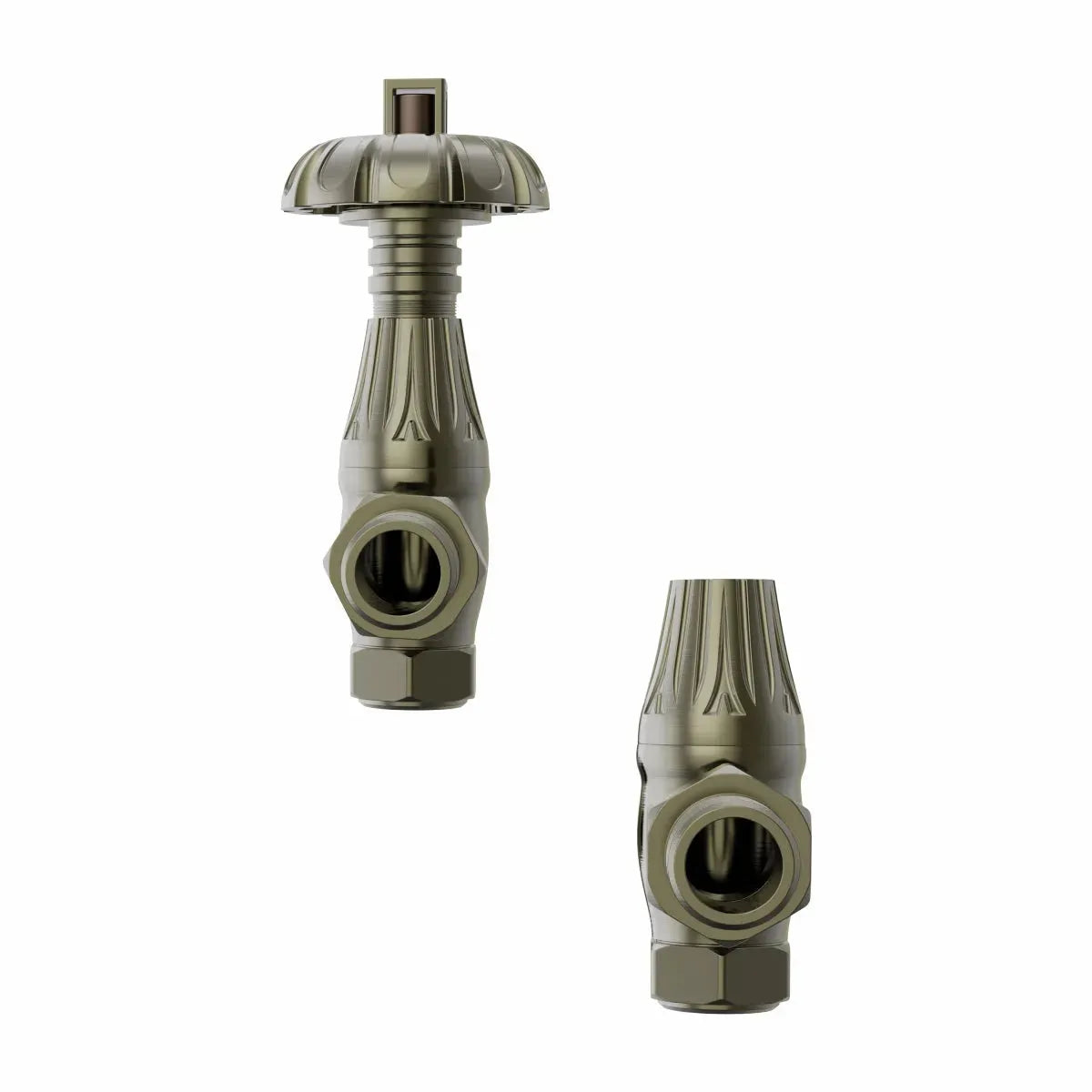 Traditional ornate angled thermostatic radiator valves