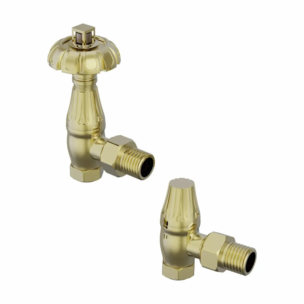 Traditional ornate angled thermostatic radiator valves