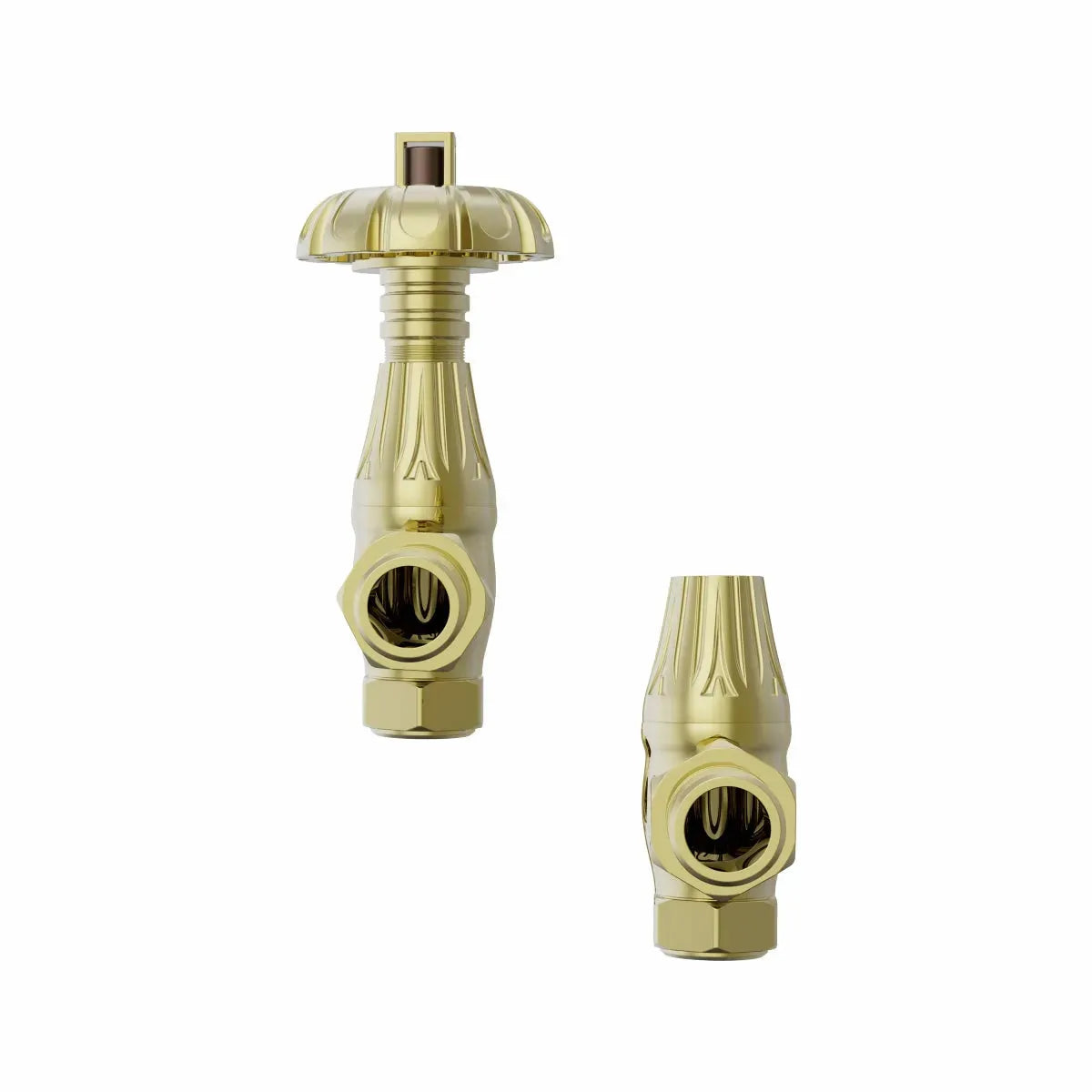 Traditional ornate angled thermostatic radiator valves