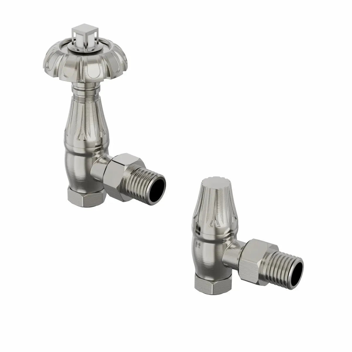 Traditional ornate angled thermostatic radiator valves