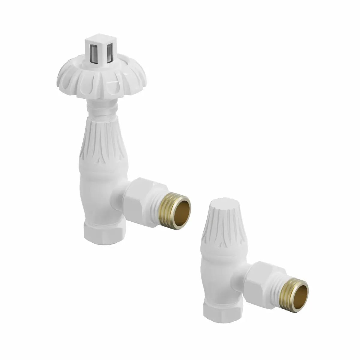 Traditional ornate angled thermostatic radiator valves