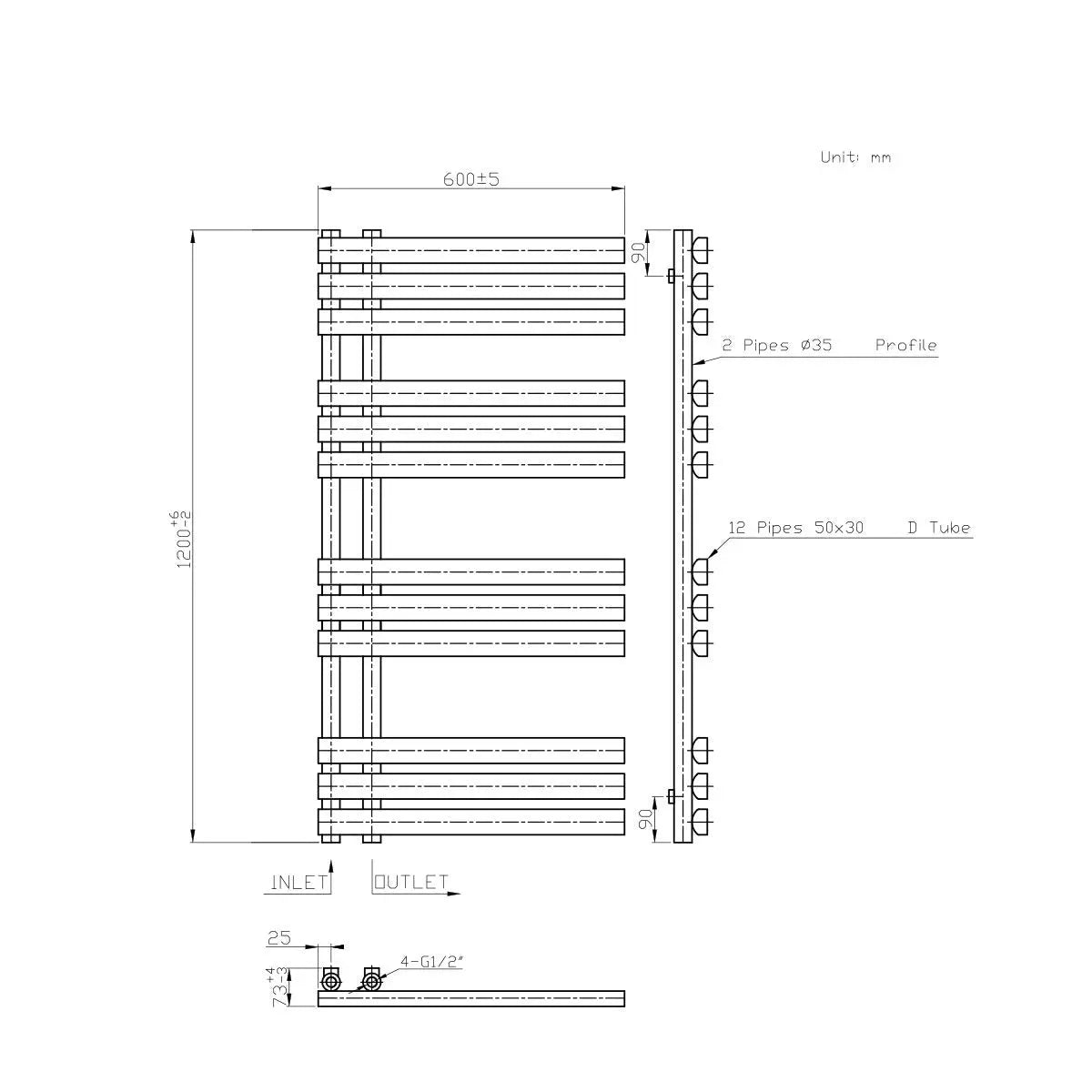 Burano - Designer heated towel rail chrome