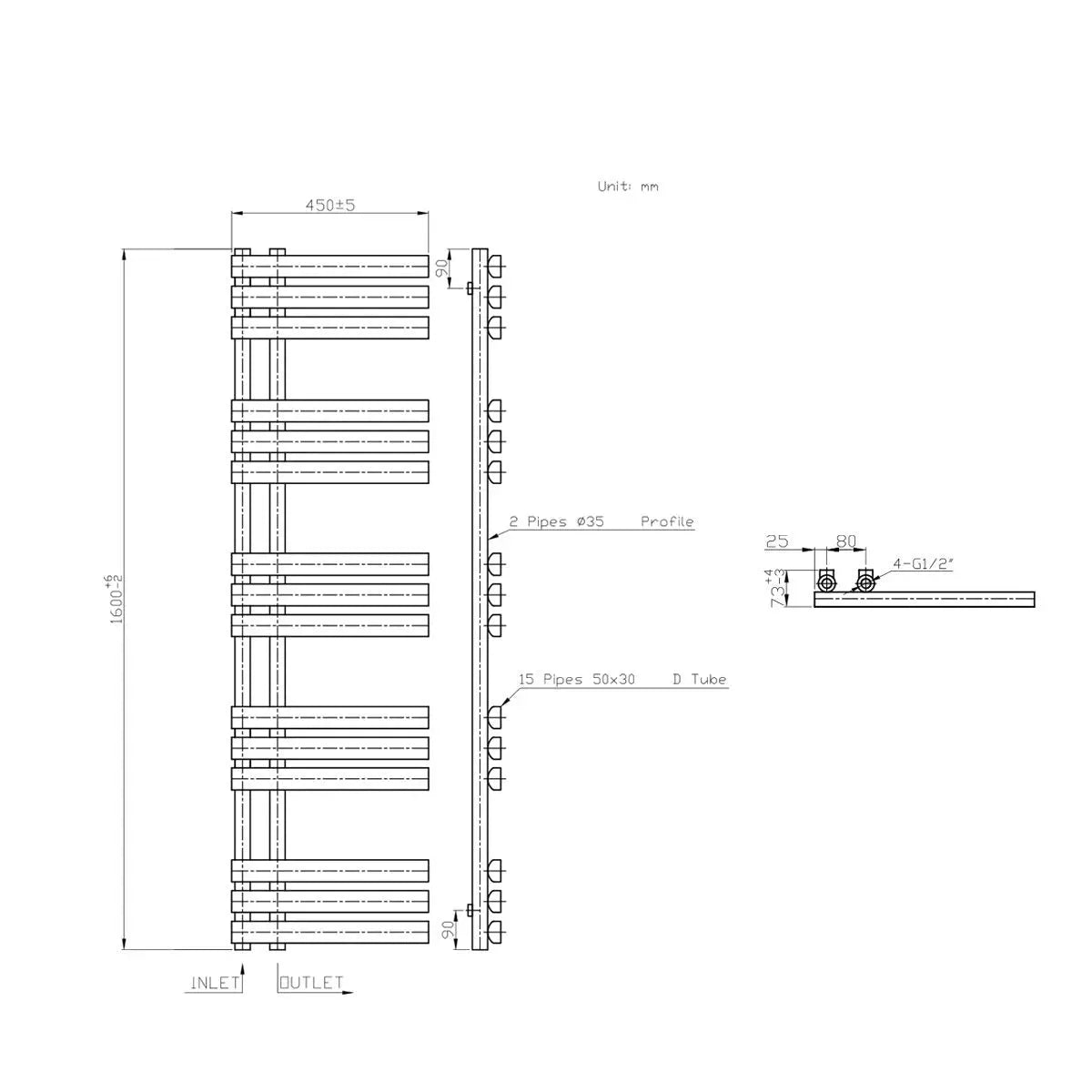 Burano - Designer heated towel rail chrome