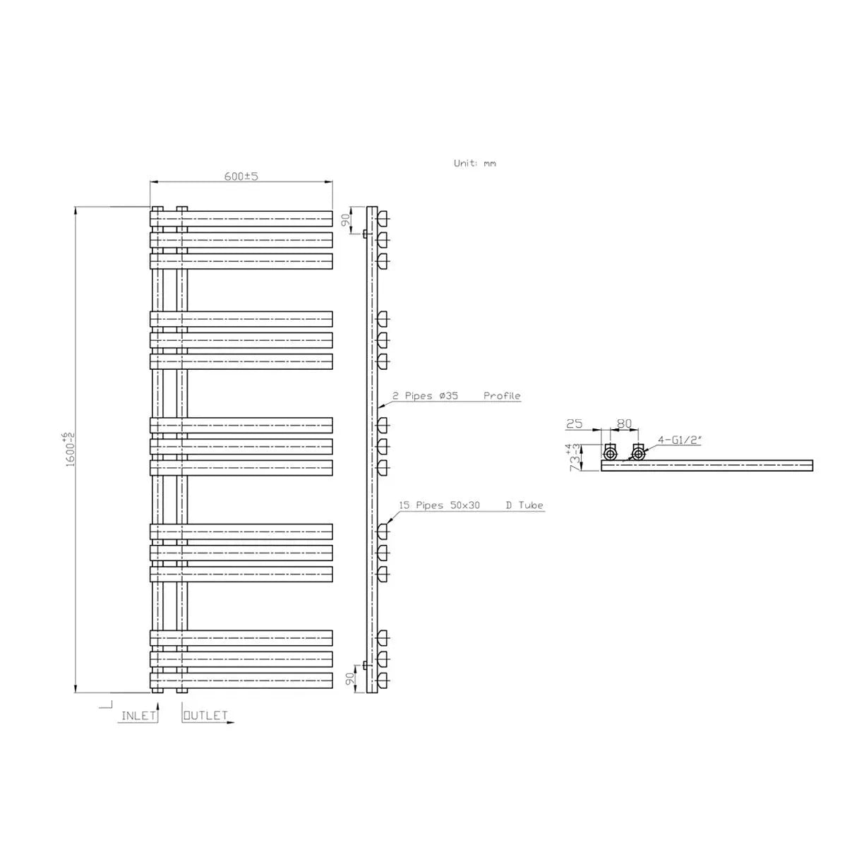 Burano - Designer heated towel rail chrome