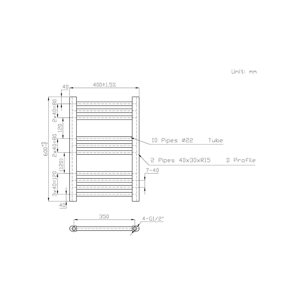 Enna - Straight heated towel rail anthracite