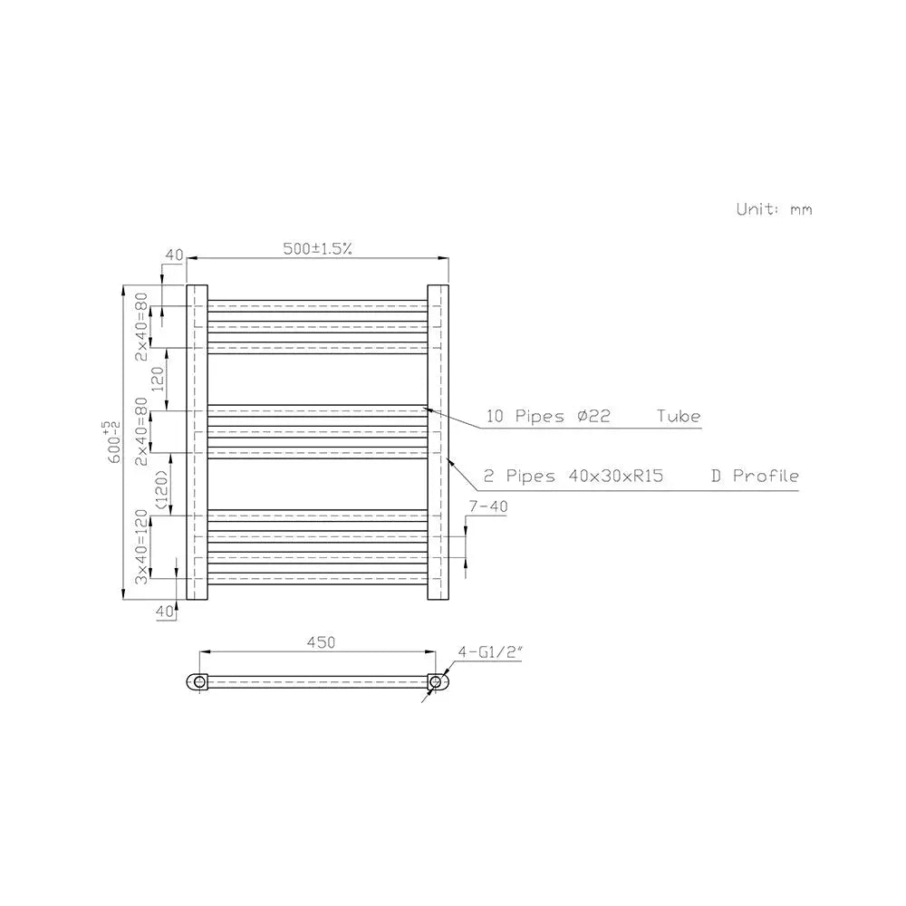 Enna - Straight heated towel rail anthracite