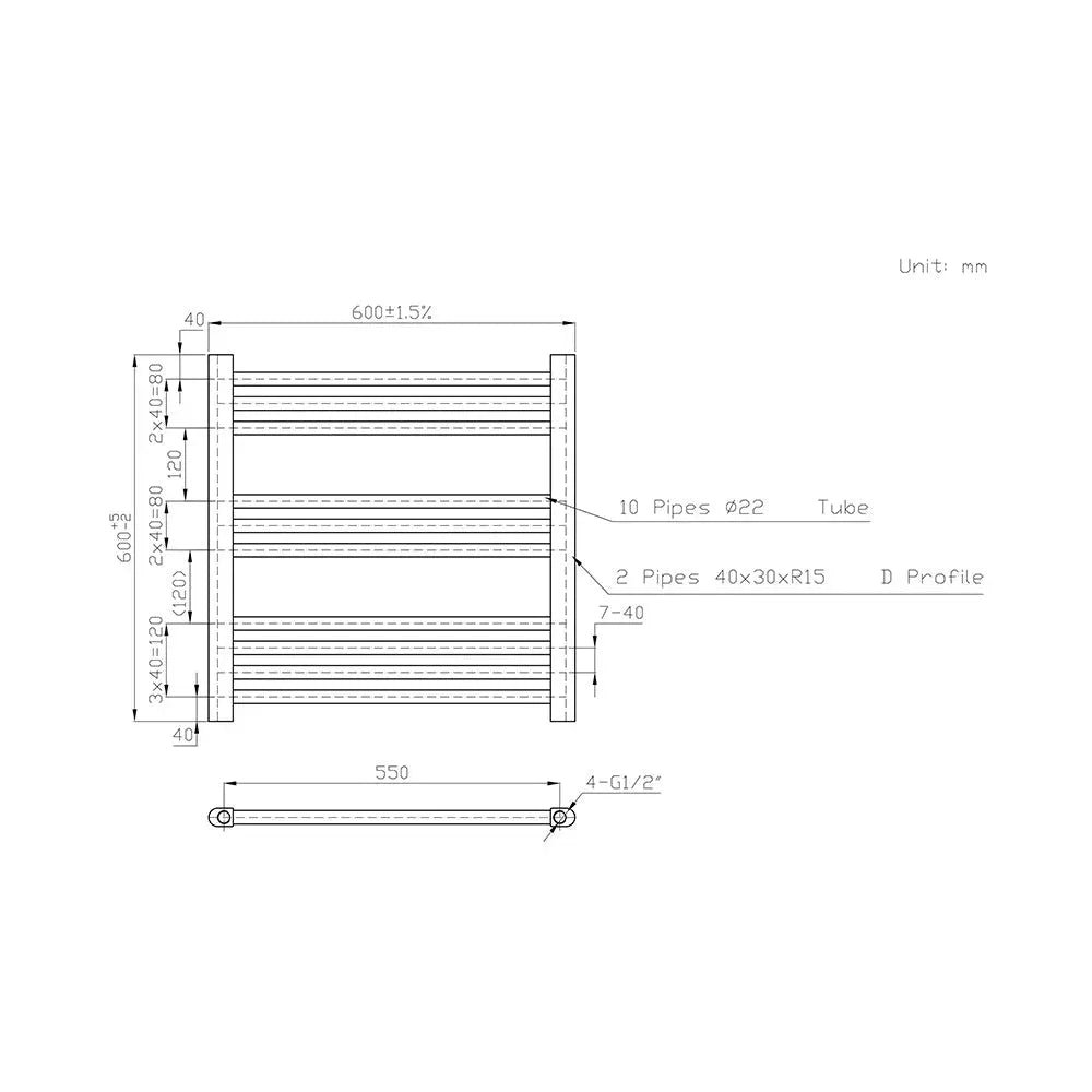 Enna - Straight heated towel rail anthracite