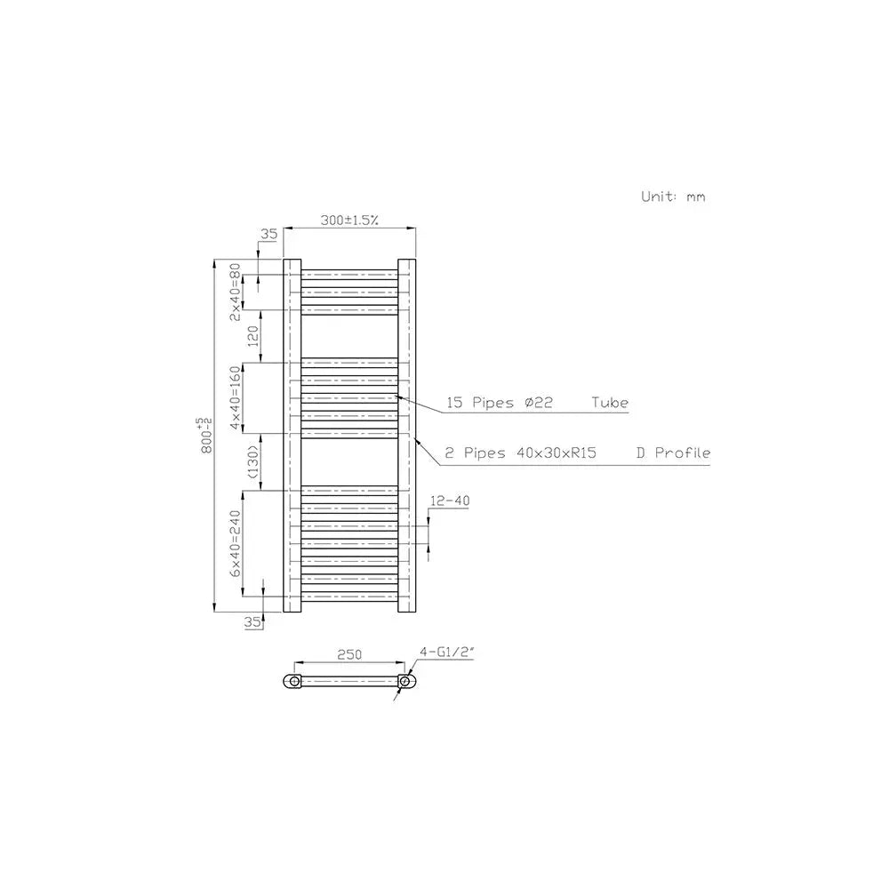 Enna - Straight heated towel rail anthracite