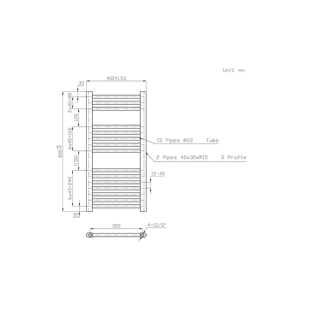 Enna - Straight heated towel rail anthracite