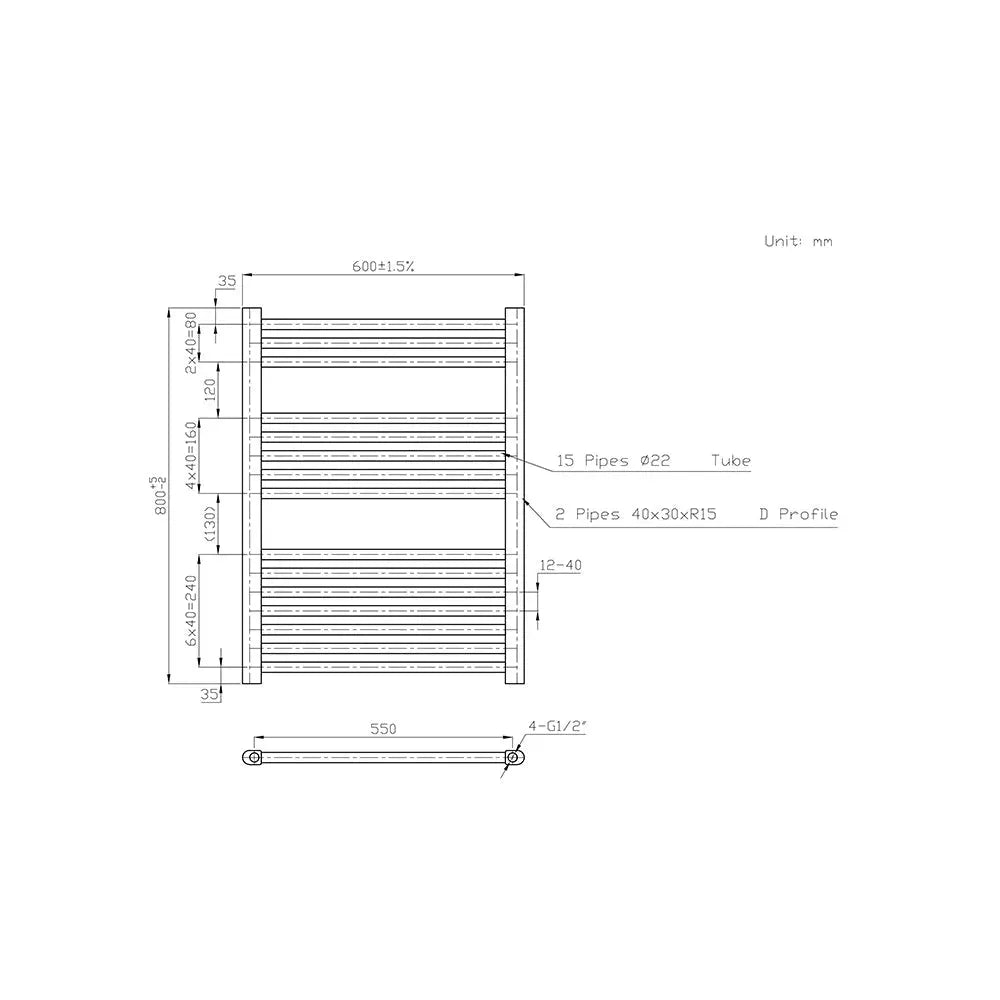 Enna - Straight heated towel rail anthracite