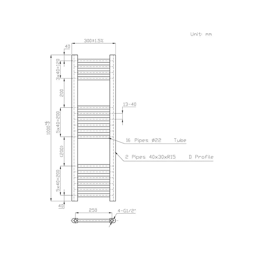 Enna - Straight heated towel rail anthracite