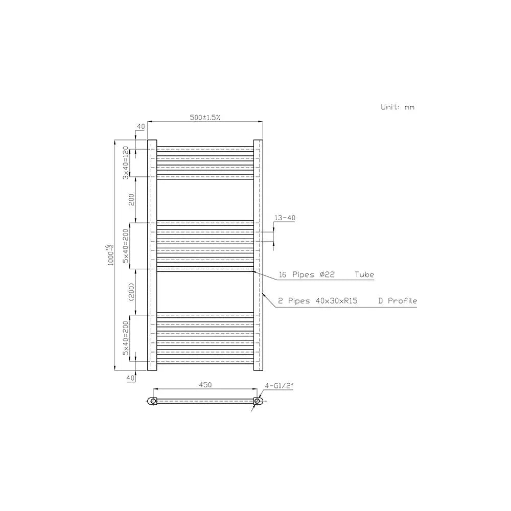 Enna - Straight heated towel rail anthracite