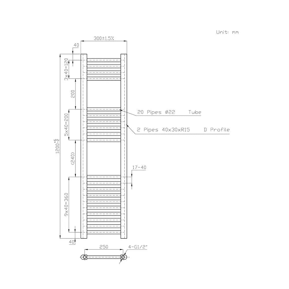 Enna - Straight heated towel rail anthracite