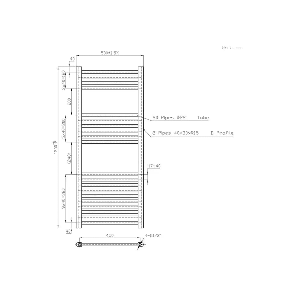 Enna - Straight heated towel rail anthracite