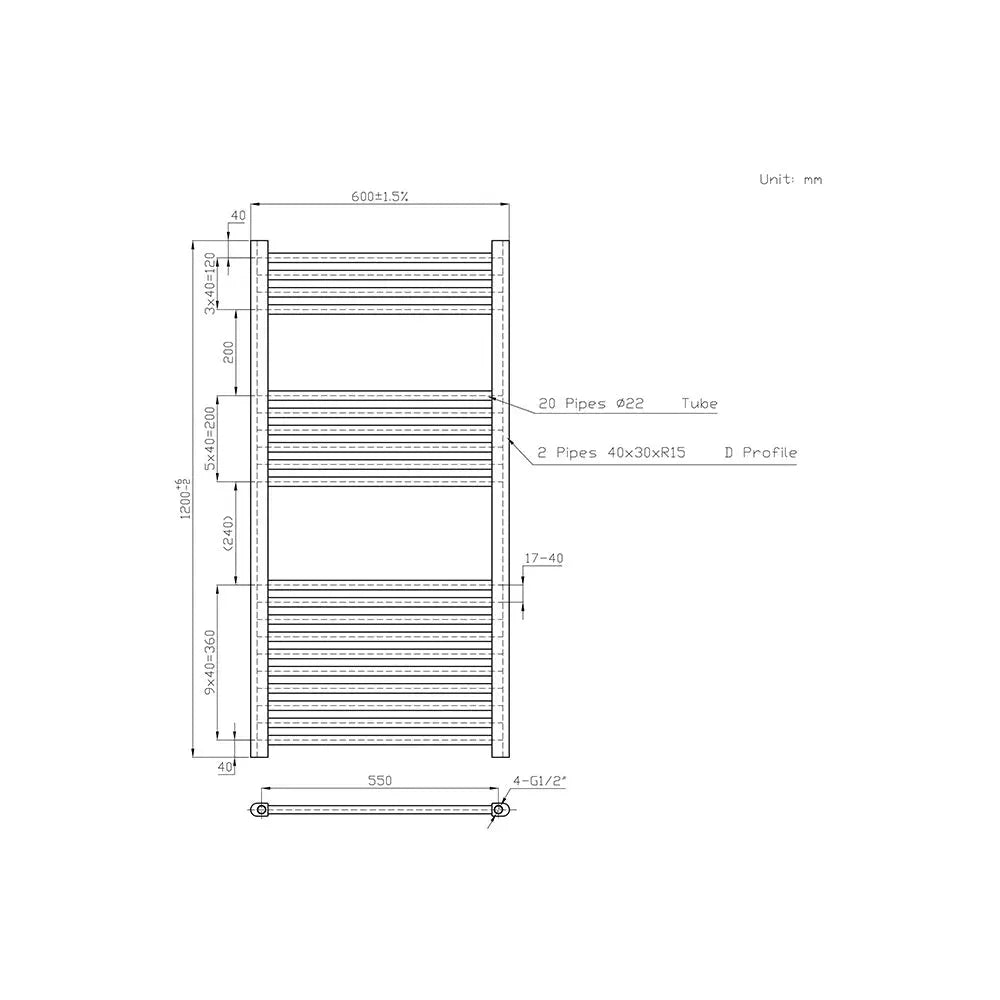 Enna - Straight heated towel rail anthracite