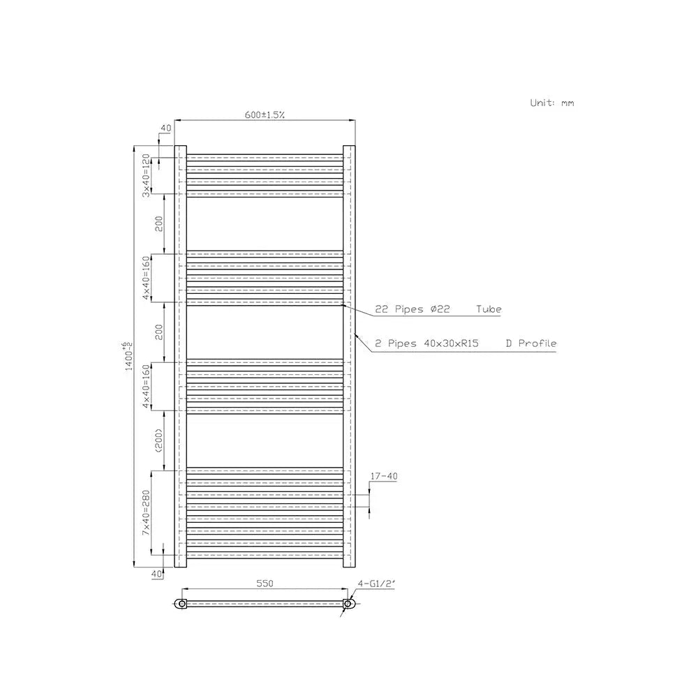 Enna - Straight heated towel rail anthracite