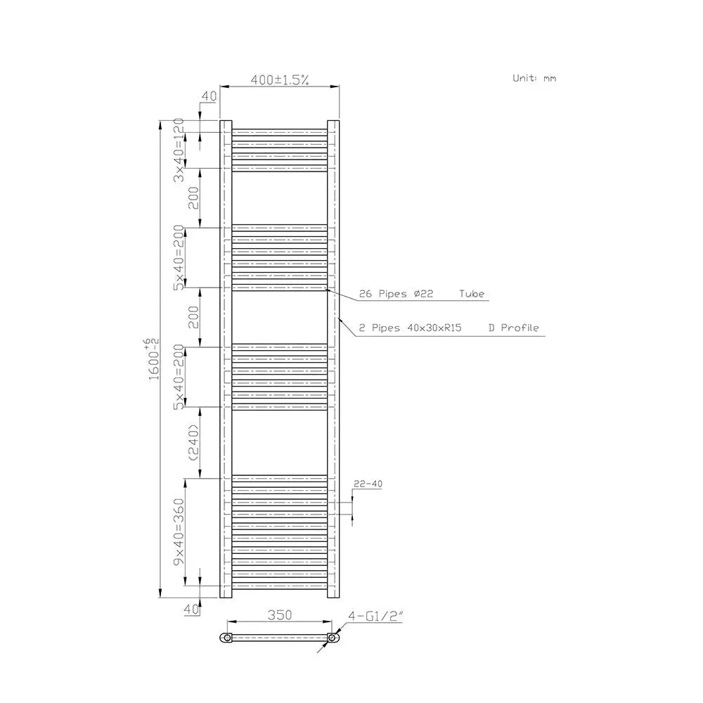 Enna - Straight heated towel rail anthracite