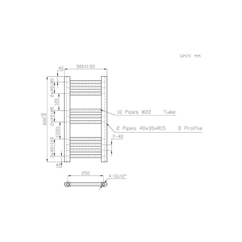 Enna - Straight heated towel rail black