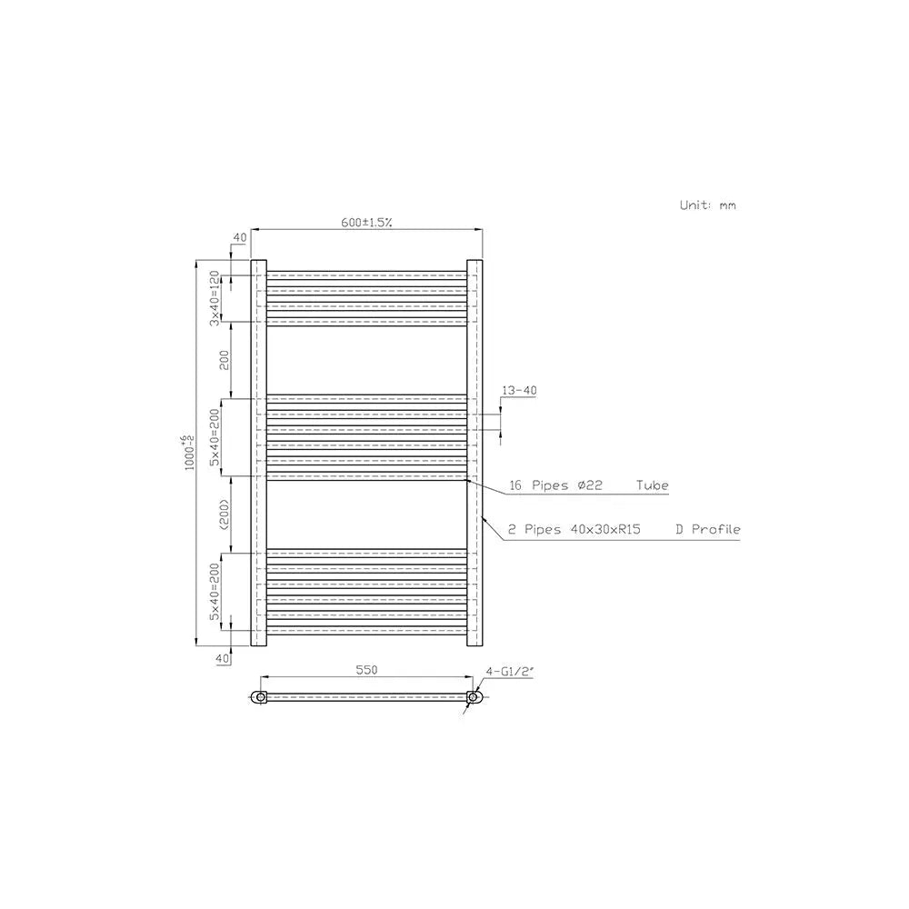 Enna - Straight heated towel rail black