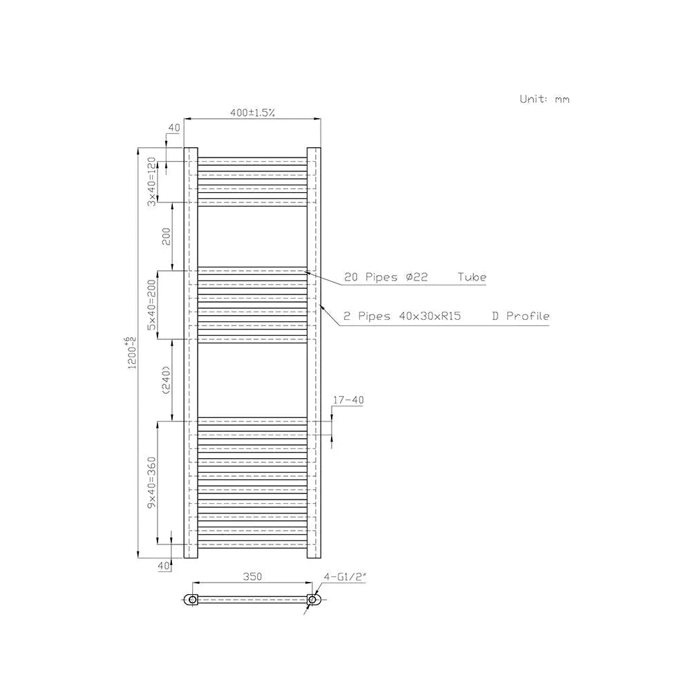 Enna - Straight heated towel rail black