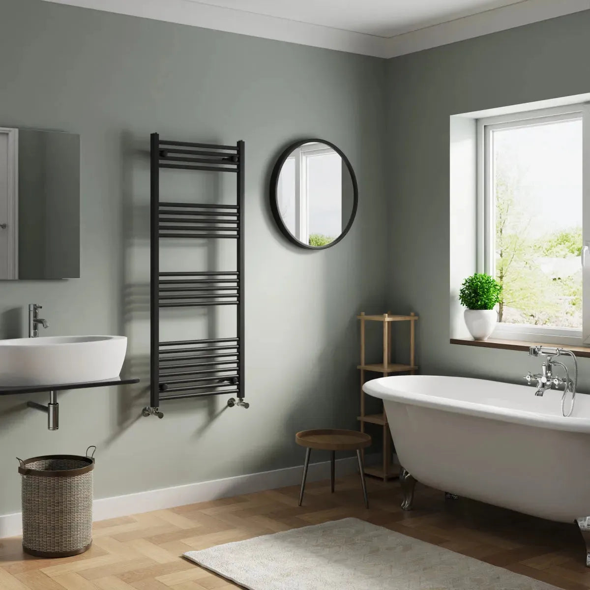 Enna - Straight heated towel rail black