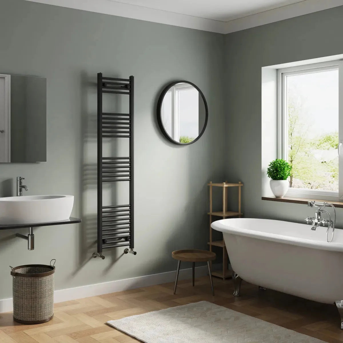 Enna - Straight heated towel rail black