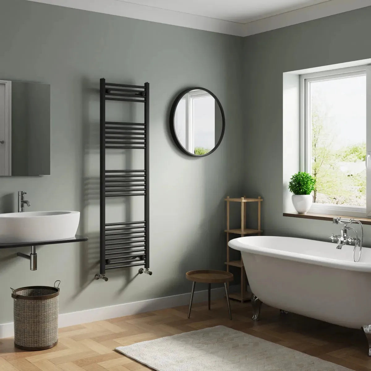 Enna - Straight heated towel rail black