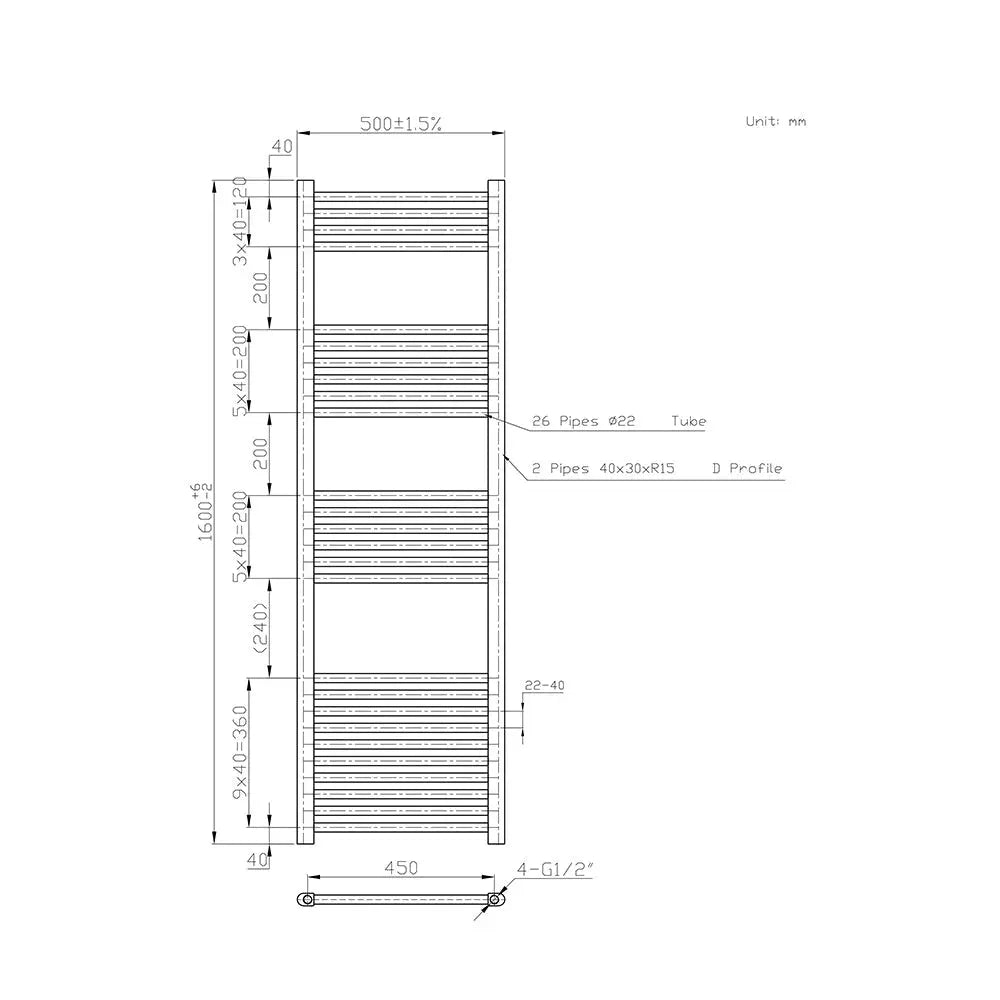 Enna - Straight heated towel rail black