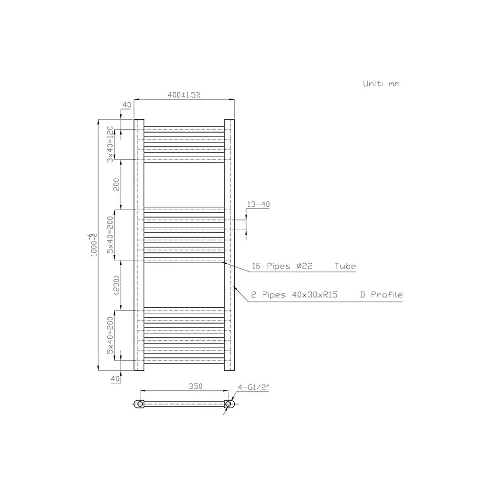 Enna - Straight heated towel rail chrome