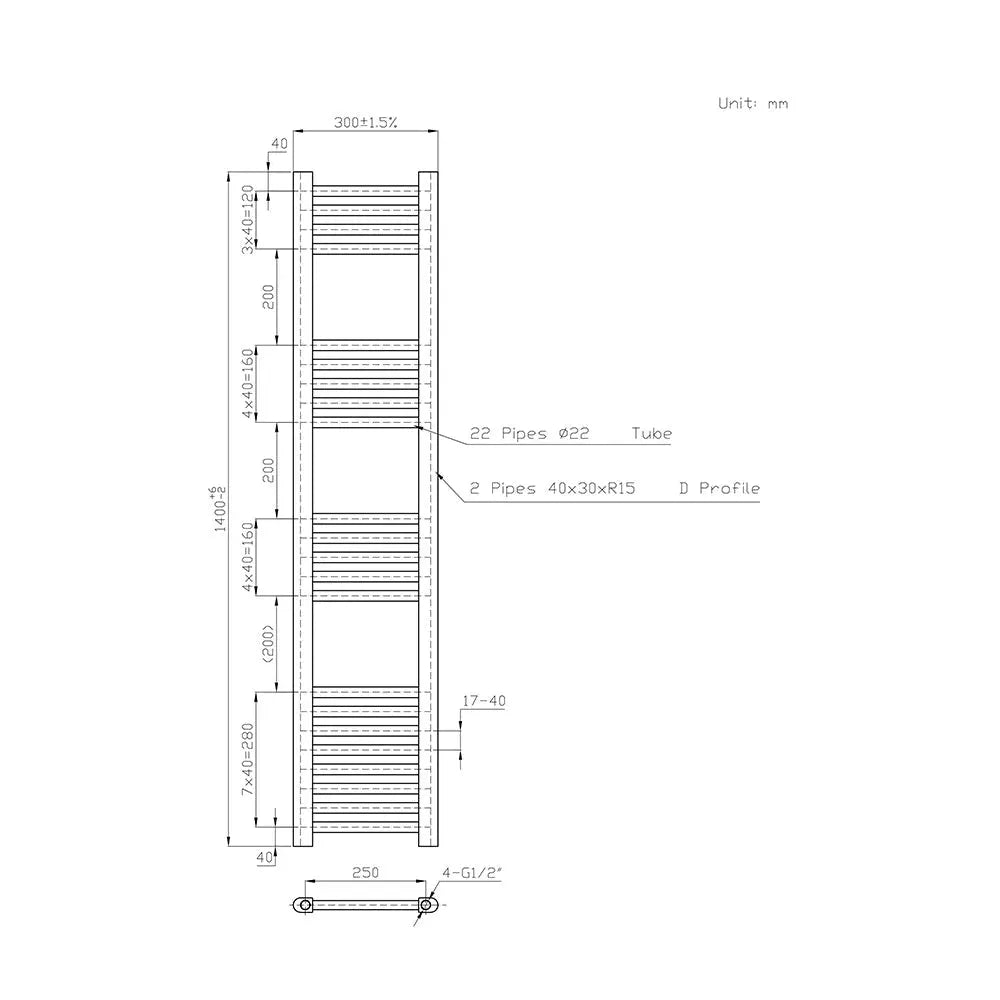 Enna - Straight heated towel rail chrome