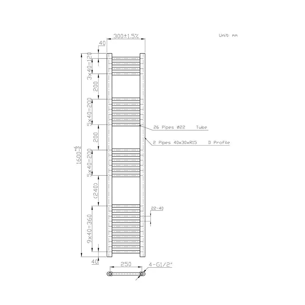 Enna - Straight heated towel rail chrome