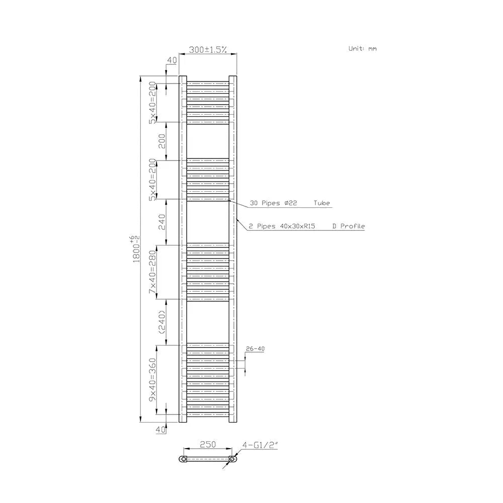 Enna - Straight heated towel rail chrome