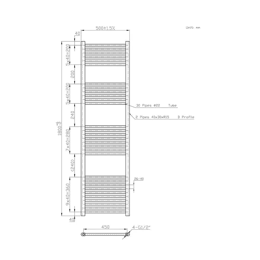 Enna - Straight heated towel rail chrome